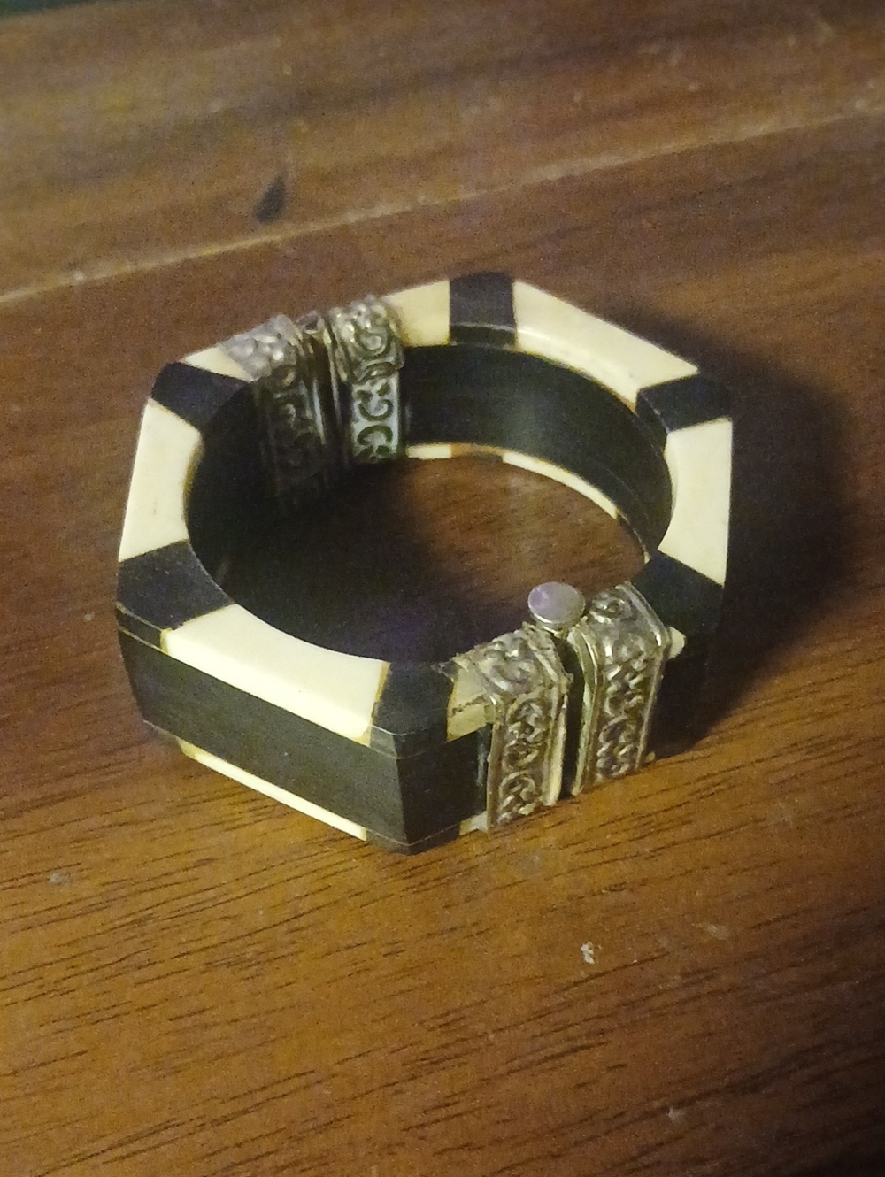 Vintage Tribal Hinged Bangle Bracelet